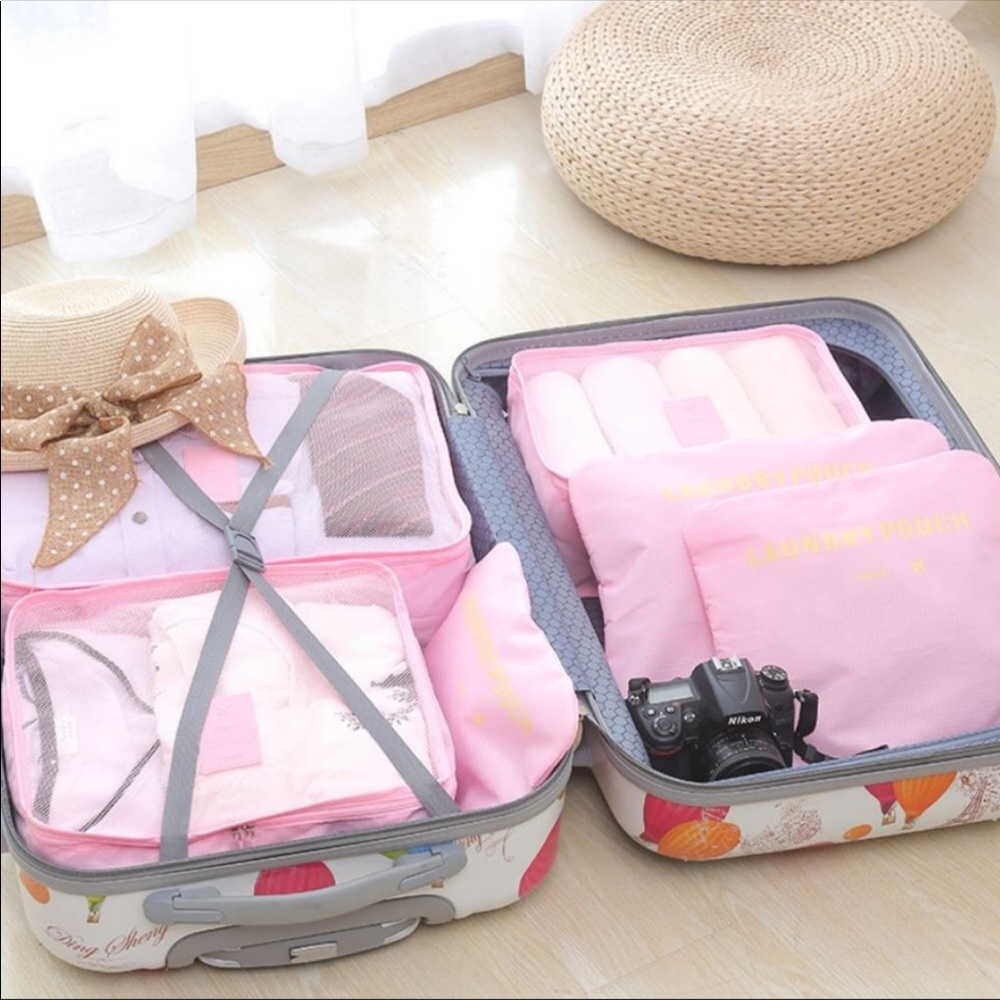 Set of Pink Luggage Organizers